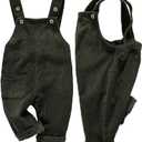 Mornyray Toddler Boy Girl Soft Corduroy Suspender Pants Kids Overalls Loose Retro Adjustable button overalls (12-18 Months, Green)