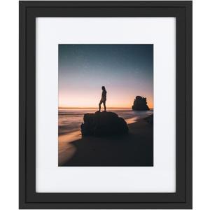 Golden State Art, 16x20 Picture Frame - Displays 11x14 Photo with Mat or 16x20 Without Mat, Wide Moulding Solid Wood Frame for Wall Display, Black