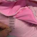 Pink Shell Stitched Trim V Neck Textured Mix and Match High Waist Bikinis, L 
