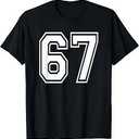Number 67 Numbered Uniform Sports Jersey Team 67th Birthday T-Shirt Medium