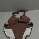 TASHEHE Women's Triangle Ruched Bikini Set Sexy Two Piece Swimsuit Halter Sliding Rings Bathing Suit, Coffee Brown