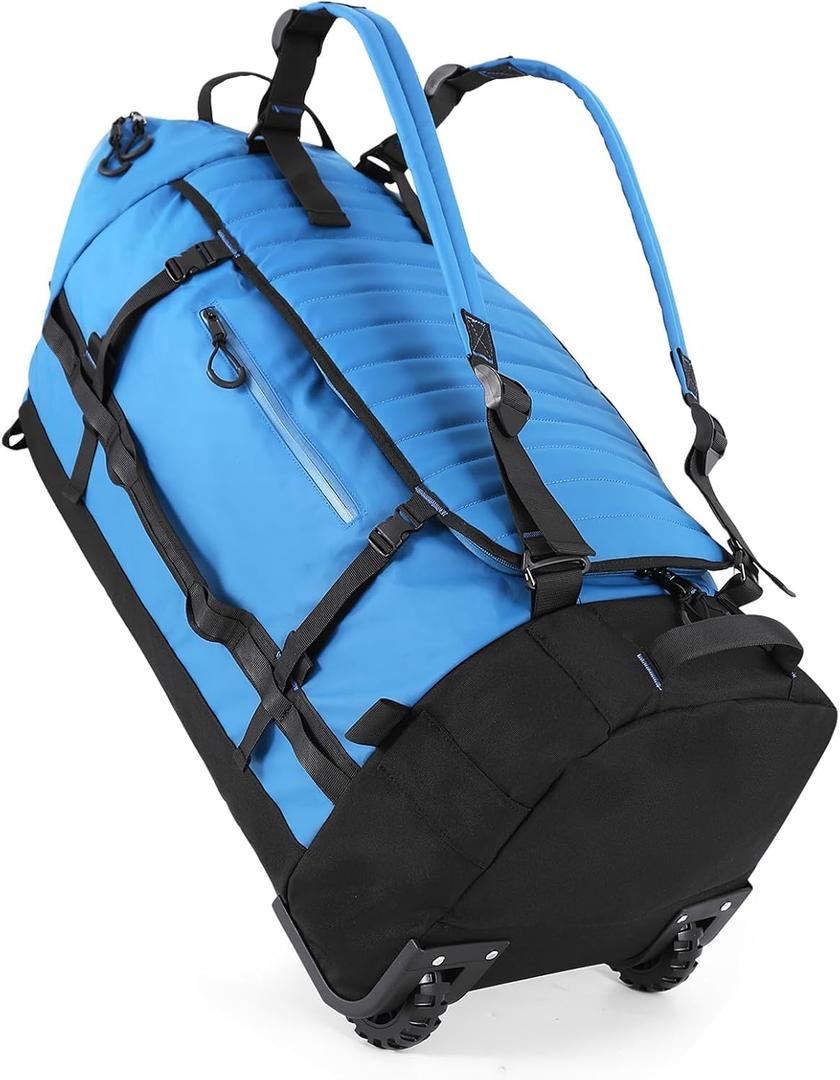 Rolling Duffle Bag with Wheels,86L 30Carry on Luggage with Wheels,Folding Travel Bag,Duffle Backpack with Separate Shoe Compartment (Blue)