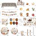 249PCS My First Rodeo Decorations Boy, All-in-1 First Rodeo Theme Party Pack, with 20 Plates, Cowboy Hat, Backdrop Tablecloth Balloon Arch for 1st birthday boy, Serves 20 Guests