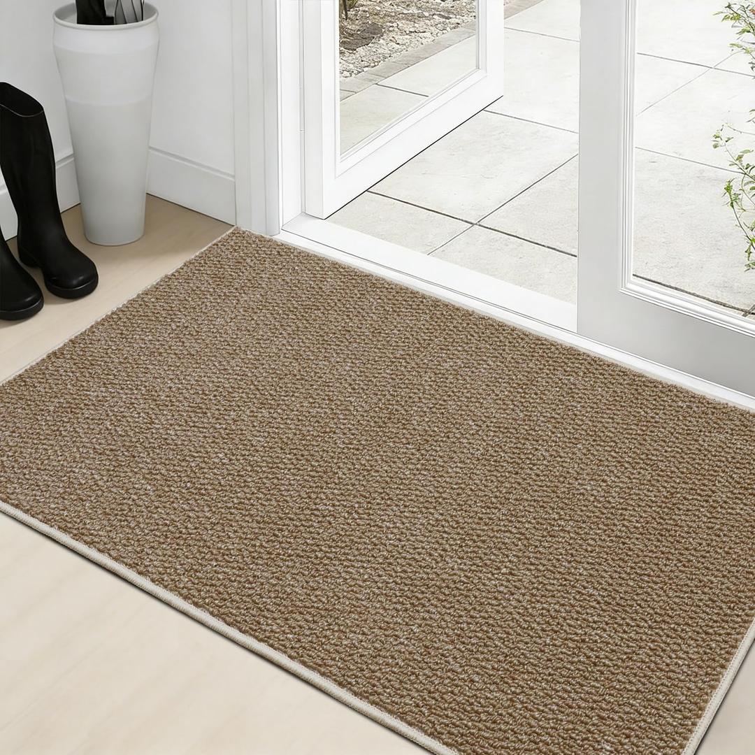 Dirt Trapping Door Mat 32"x48", Absorbent & Quick-Dry Entryway Rug, Washable Non-Slip Doormat for Muddy Paws & Shoes, Low-Profile Back & Front Door Mat Indoor Entrance, Taupe