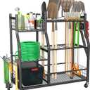 Ultrawall Garden Tool Organizer, Yard Tool Storage Rack for Garage Organization with Lockable Wheels, Garden Tool Stand for Rake, Brooms, Indoor & Outdoor Use