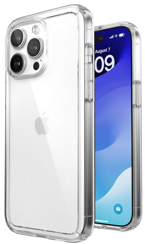 Speck Clear iPhone 15 Pro Max Case - Slim, Drop Protection - Scratch Resistant, Anti-Yellowing, 6.7 Inch Phone Case - GemShell Clear
