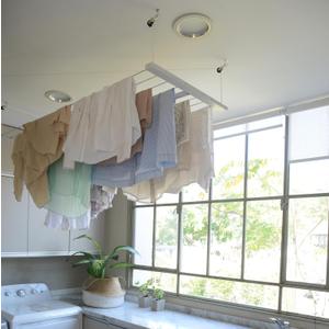 Compact Ceiling Drying Rack with Pulley System Ideal for Small Laundry Rooms and Apartments Aluminum Build (39.5" x 23.6")