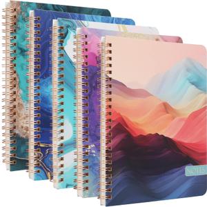 TIEFOSSI Spiral Notebook Journals for Women Men,8 MM College Wide Rule Journals for Writing, Hardcover Notebooks,160 Pages Diary for School Supplies, Office, 8.2" X 6.2"