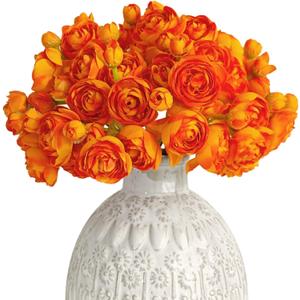Letjolt Ranunculus Artificial Flower 18 Pcs Orange Silk Ranunculus Wedding Bouquet Engagement Centerpieces Arrangements Bridal Shower Decorations Home Decor, Orange Letjolt Ranunculus Artificial Flower 18 Pcs Orange Silk Ranunculus Wedding Bouquet Engagement Centerpieces Arrangements Bridal Shower Decorations Home Decor, Orange