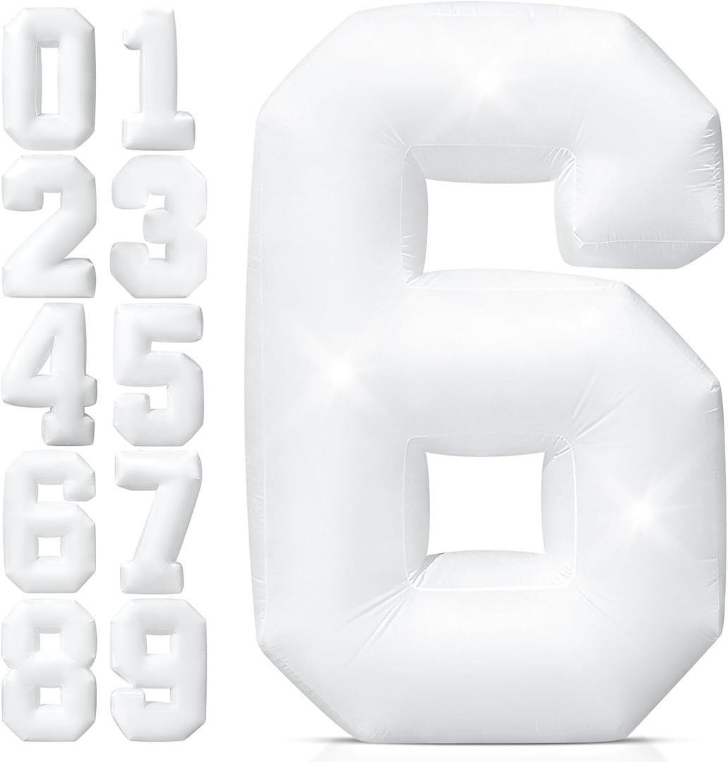 5FT Giant Inflatable Number 6 Decoration, Easy Setup Reusable Blow Up Marquee with Built-in 3 LED, 6th Birthday Party Supplies for Boys Girls, Indoor Outdoor Decor for Anniversary Celebrations