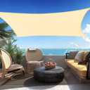 16' x 20' Beige Rectangle Sun Shade Sail Canopy Durable Fabric UV Block Awning, We Make Custom Sizes