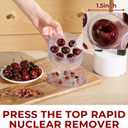 Cherry Pitter Tool - 7-in-1 Multiple Cherry Corer with 1.5" Extra Large Slots for Jumbo Cherries, Olive Pitter, Transparent Pit Container, Dishwasher Safe, Anti-Splash Design