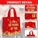 Infankey 24 Pieces Graduate Gift Bags Graduation Party Favor Gifts Non Woven Wrapping Bags for Graduation Season Theme Party Supplies Decoration (Red Gold)