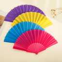 Gionforsy 12pcs Clap Fabric Folding Chinese Tai Chi Fan Set Decorative Folding Hand Fan for Festival Dance Party (White)