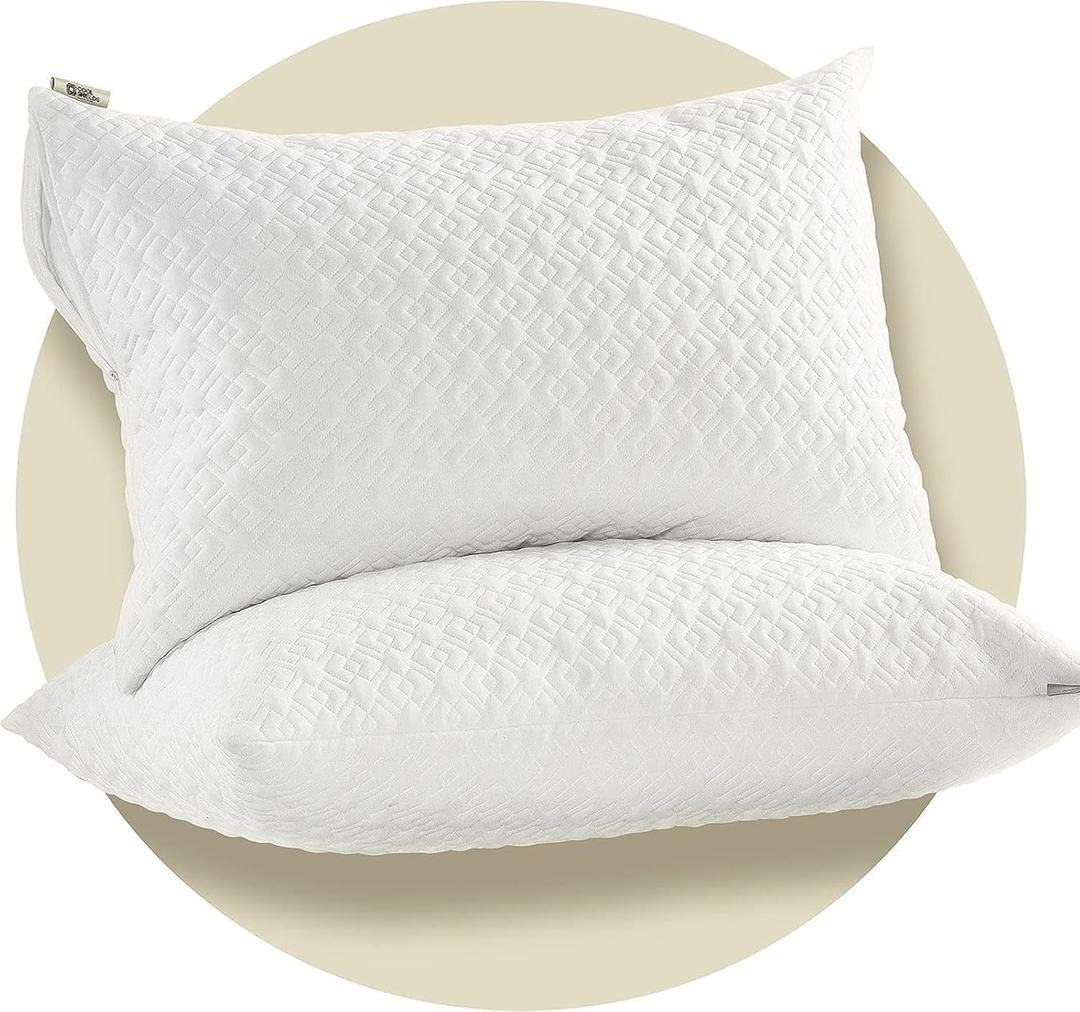 CoolShields Pillow Protector (2 Pack) Queen Waterproof Zippered Pillow Covers, Hypoallergenic, Premium Pillowcase Encasement for Better Sleep