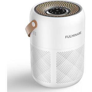 FULMINARE Air Purifiers for Home Bedroom Up to 680 Ft, with H13 HEPA Air Purifier, 360 Intake for Pet Hair, Smoke, Odors. Features 3 Speeds, Timer, 24dB Quiet & Night Light, (White)