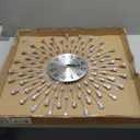 FLEBLE Modern Large Wall Clocks for Living Room Decor Big Silent Wall Clocks Battery Operated Quartz for Bedroom Office Kitchen House Metal 24 Inch Silver Round Clock Wall Decorative for Home Indoor