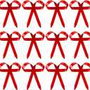 12 Pcs Gold Metal Bow Ornaments with Clip Gold Bow Decoration for Wedding Bridal Baby Shower Birthday Party Decor Garland Wreath Home Indoor Outdoor, 4 x 5 inches(Red)
