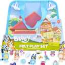 Bluey Felt Playhouse, Double-Sided Play Scene with Built-in Storage, 20 Felt Characters & Accessories, Travel-Friendly Bluey Toys, Road Trip Essentials, Toddler Activities, Fun Toys & Games