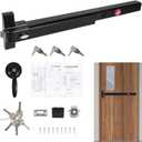 BEAMNOVA Commercial Door Push Bar Panic Exit Device with Alarm Exterior Lever Roller Strike Plate End Cap Lock Key Set for 27.5 to 41 inches Wide Door, Black