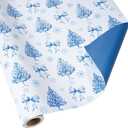 BIOBROWN Reversible Christmas Wrapping Paper - 17 Inch X 33 Feet (46.7 sq. ft. ttl.) - Holiday Trees and Bow Design Perfect for Xmas, Party, Holiday Gift Wrap (1 roll (Pack of 1))