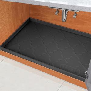 SIKADEER 25" x 19" Under Sink Mat Waterproof, Silicone Mat Kitchen Drawer Shelf and Cabinet Liner, Sink Protector for Kitchen Organizers and Storage, Boot Tray Pet Food Mats
