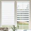 Cordless Zebra Blinds for Windows, 20" W x 72" H Zebra Roller Shades with Valance Free Stop Zebra Blinds Roller Shades, Light Control Window Treatments Dual Layer Sheer Blinds for Day and Night (White)