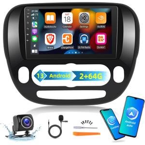 EKAT [2+64G] Car Radio for Kia Soul 2014-2017 (Only for Manual A/C), 9 inch Android 13 Touch Screen KIA Soul Stereo, Carplay/Android Auto/EQ Audio/SWC/Bluetooth/26 Ul Desktop Themes