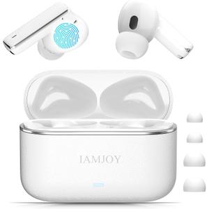 IAMJOY Language Translation Earbuds, 163 Language & Accents Two-Way Translator Device Built-in 6 Mics, 42dB Hybrid Dual Noise Cancelling Earbuds for Travel Business Learning, White
