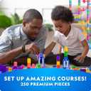 NATIONAL GEOGRAPHIC Glowing Marble Run 250 Piece Construction Set with 50 Glow in The Dark Glass Marbles & Storage Bag, STEM Gifts for Boys and Girls, Building Project Toy, One Size