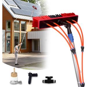 35FT Water Fed Pole Kit Adjustable Solar Panel Cleaning Kit Cleaner Tool for Window Glass Roof Outdoor Glass Brush Window Washing Equipment