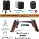 Real Wood Stand for Homepod 2nd gen (2023 Released), Wooden Holder with Metal Frame for Better Sound,Sturdy Stable Mount with Anti-Slip Protects Apple Home pod 2nd Smart Speaker (Walnut)