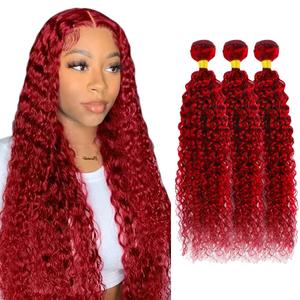 22 24 26 Inch Red Bundles Human Hair Water Wave Bundle Red 3 Bundles 300g/Pack Unprocessed Brazilian Virgin Hairs Double Weft Weaves Hair Extensions