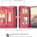 Google Pixel 6A Leather Detachable Wallet Zipper Case with 11 Card Slots Holder Magnetic Case for Google Pixel 6A Flip Wallet Handle Wrist Strap Pocket Handbag (Pixel 6A, Red)