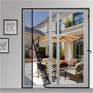 MAGZO Magnetic Screen Door 62'' x 80'', Reversible Left Right Side Opening, Upgraded Polyester Scratch-Proof, Mesh Net for Sliding Glass/Patio/French/Front Doors with Strong Magnets Heavy Duty, Grey (Fit Door Size 62'' x 80'', Gray)