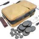 Portable Hot Stones Warmer Set Spa Salon Massage Digital Electric Heater Kit with 16 Basalt Stones