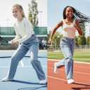 Girls Straight Leg Bootcut Ripped Baggy Jeans for 8-12 Y Old - Adjustable Stretch Waist Pull Up 5 Pockets Washed Denim Pants