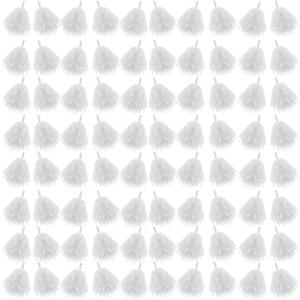 Meooeck 80 Pcs Cheerleading Pom Poms Sports Dance Spirit Cheer Pompoms with Handles Plastic Cheerleader Stuff for End of Year Grduation Party Sport Game Gymnastics Team Dance Club (White)