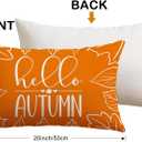 Artscope Fall Decorative Throw Pillow Covers 12x20 Inch Set of 4 Fall Gifts for Home Decor, Buffalo Plaid Autumn Pumpkin Maple Leaves Harvest Decoration Pillow Cases for Home Sofa Couch Decor-Orange A