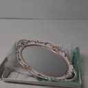 Sooyee Decorative Tray - White and Gold Mirror Tray for Bathroom Vanity, Dessert & Coffee Table, Home Decor with Handle (14" x 9.8" x 1")