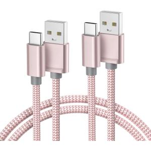 Basesailor USB Type C Charger Cable 6.6FT 2Pack,Charging Cord for Kindle Fire HD 7 2022 12th,10 9th 2019,8 10th 2020,Paperwhite 11th 2021 Generation,Samsung Galaxy A03s,A51,A52,A53,A12 A13,A32 A33,A42 (Pink)