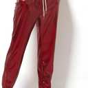 Arjen Kroos Men's Metallic Shiny Jogger Pants Breathable Party Night Club Disco Trousers (Red, Medium)