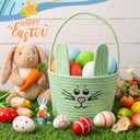 Teenyyou Woven Easter Baskets Woven Bunny Baskets with Handles Eggs Hunt Bucket Rabbit Cotton Rope Basket Baby's First Easter Basket Gift for Toddler Boys Girls(Macaron Green)