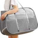 Collapsible Laundry Baskets with Easy Carry Handles, 95L Clothes Hamper for Storage, Foldable Laundry Basket Tear-proof, Large Pop Up Hampers for Laundry, Bedroom, Bathroom, Dorm Grey