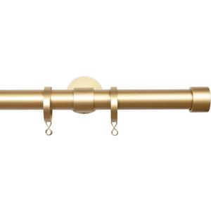 TWOPAGES 1" Heavy Duty 28-136" Adjustable Curtain Rod with Rings, Gold | Seamless Rod Design, Smooth & Quiet Gliding, Heavy Duty Carbon Steel, Secure Wall Mount, Easy Telescopic Adjustment