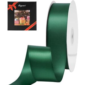 LIUYAXI Double Faced Forest Green Stain Ribbon, 1-1/2" X 50 Yards, Use for Gift Wrapping, Flower Bouquets, Bows Making, Wedding Decoration, Christmas