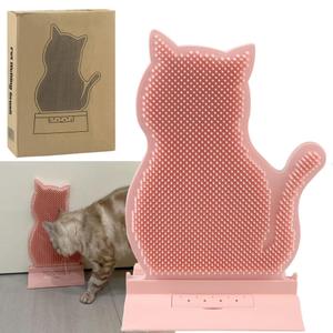 Cat Corner Self Groomer & Brush with Catnip Soft Wall Scratcher & Grooming Combs for Indoor Cats