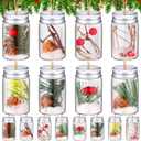 16 Pcs Christmas DIY Fillable Ornaments Kits Clear Glass Bottle Hanging Ornaments, Pine Cones Hanging Mason Jar with Screw Off Caps Rope for DIY Crafts Home Farmhouse Christmas Tree Party Decoration