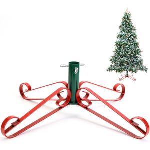 Christmas Tree Stand for Artificial Fake Tree Holder 4 to 8 FT Iron Metal Adjuatable Xmas Tree Base with Thumb Screw Indoor Outdoor Holiday Party Decor Fits Up to 1.4" Tree Trunk(Mix)