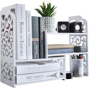 YGYQZ Small Bookshelf for Desktop Storage, Mini Cute Office Desk Shelves White Versatility Organizers for Women, Kids (Cloud)